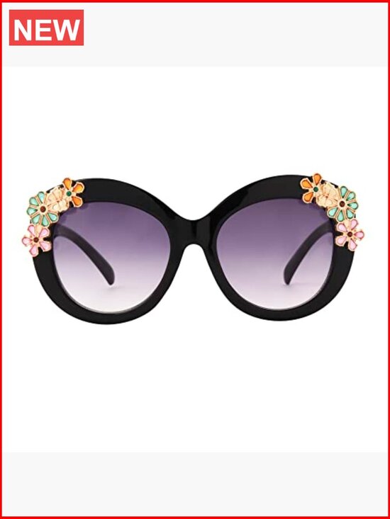 Round Sunglasses with 3D Floral Details, Scratch Resistant, UVA-UVB Protection main image 6